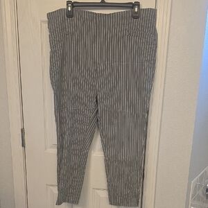 Gray Striped Womens Dress Capris